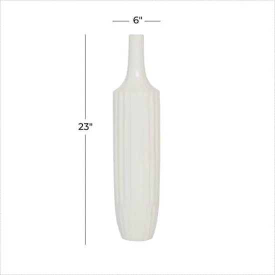23" White Ceramic Modern Vase {6}
