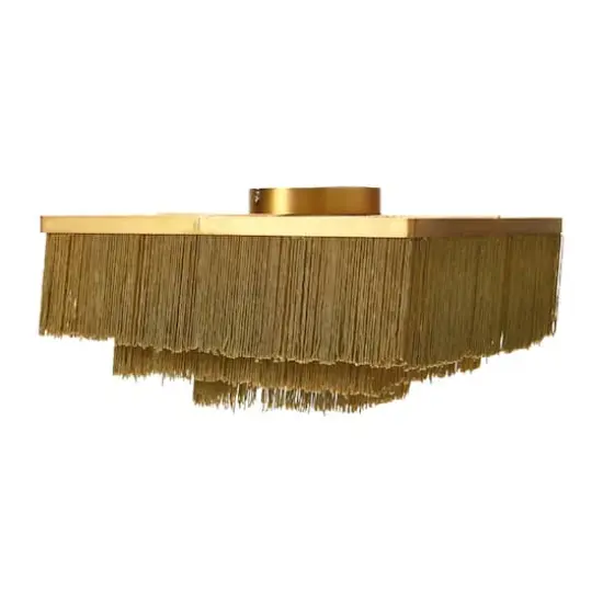 Hello Honey&reg; 13.75" Square Flush Mount Fringe Light Fixture {7}