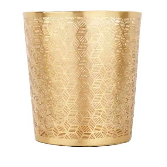 CosmoLiving by Cosmopolitan 10" Geometric Gold Glam Small Waste Bin {4}