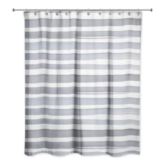 Watercolor Stripes Shower Curtain, 71" x 74" Blue/White {1}