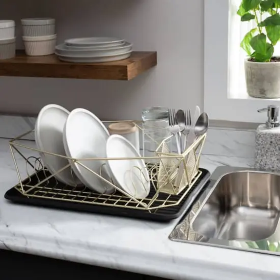 Kitchen Details 18.5" Geode Dish Rack Satin Gold {5}