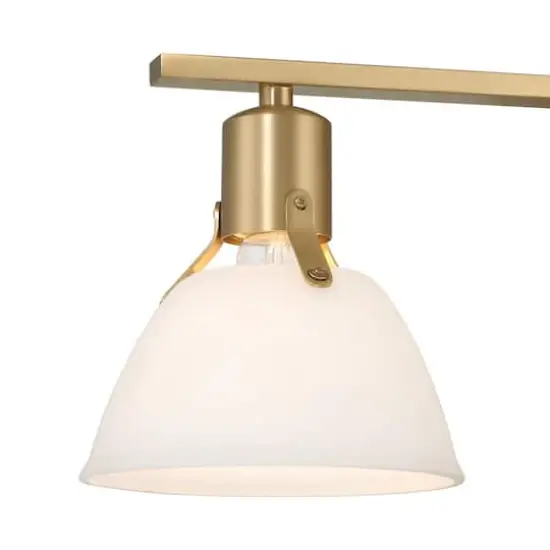 Hello Honey&reg; 24" Cooper White & Gold Metal 3-Light Vanity Light with Etched Glass Shades {7}