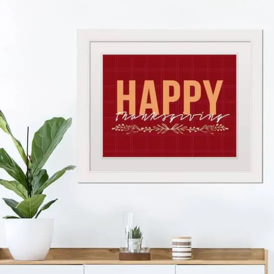 Happy Thanksgiving Red White Framed Print Under Plexiglass {4}