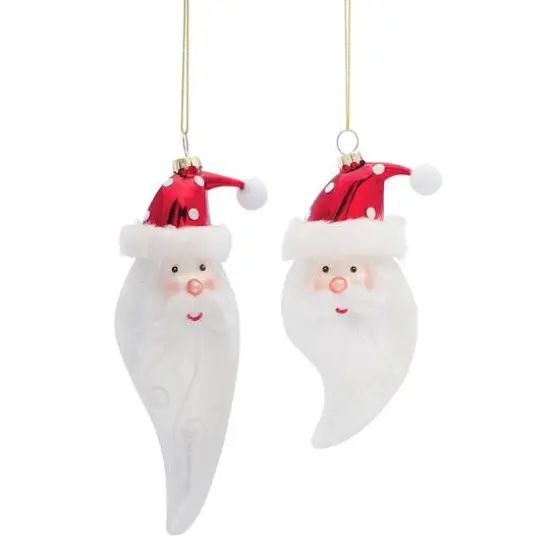 6ct. Glass Santa Head Ornament Set, 6" & 7" {1}