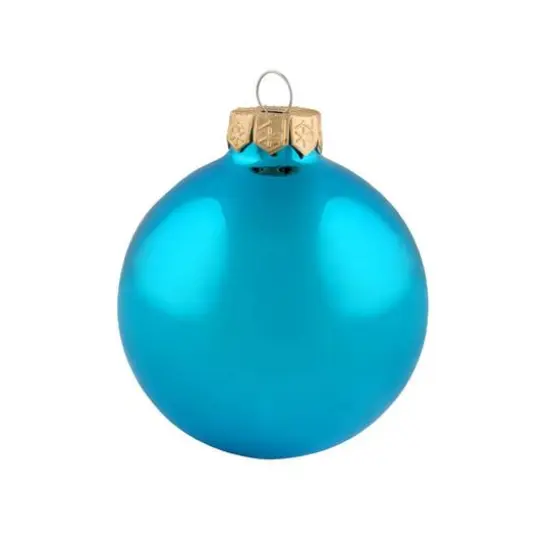 Whitehurst 40 Pack 1.5" Shiny Glass Ball Ornaments Teal {1}