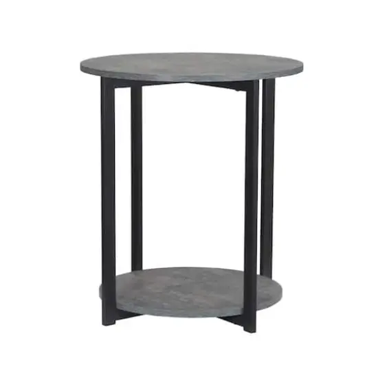 Household Essentials Jamestown 24" Round End Table Gray {1}