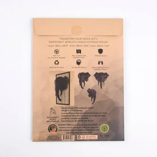 PaperCraft World 3D PaperCraft Elephant Head Wall Art DIY Kit {4}
