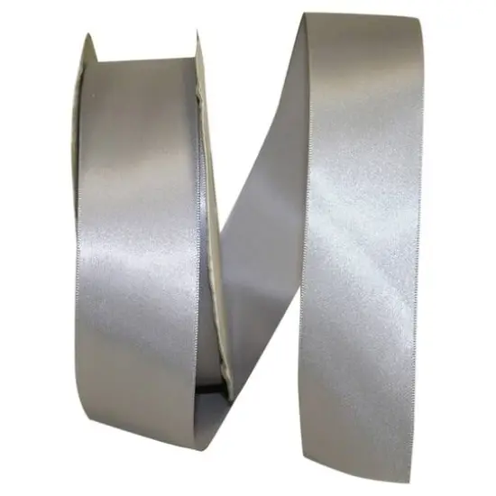 JAM Paper 1.5" x 50yd. Single Face Satin Ribbon Silver {1}