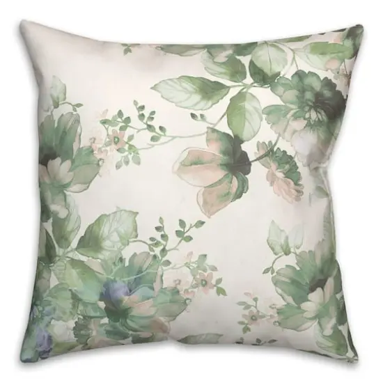 Classic Watercolor Flowers 18" x 18" Throw Pillow {1}