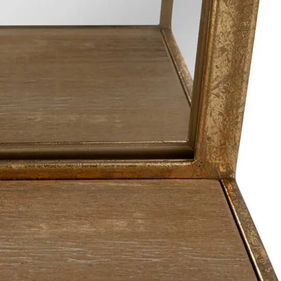 Hello Honey® 20" Gold Metal Wall Mirror with Reclaimed Wood Base {7}