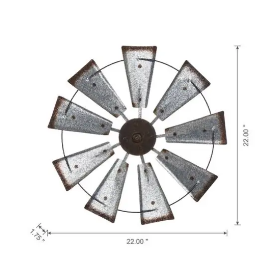 Glitzhome&reg; 22" Farmhouse Metal Galvanized Wind Spinner Wall D&eacute;cor {9}