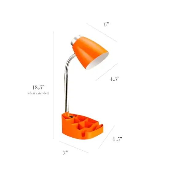 LimeLights 18.5" Gooseneck Organizer Desk Lamp with Tablet Stand Orange {4}