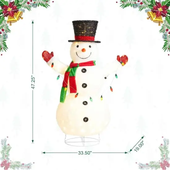 Glitzhome&reg; 4ft. Lighted Christmas 3D Foldable Fabric Snowman Outdoor D&eacute;cor {8}