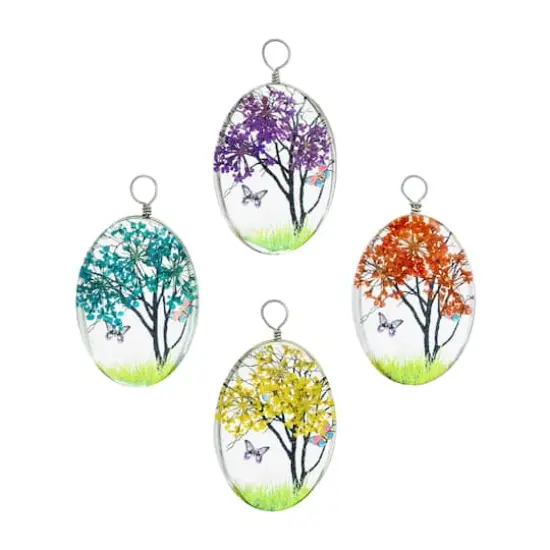 John Bead 25mm x 35mm Dried Flower Assorted Pendants {1}