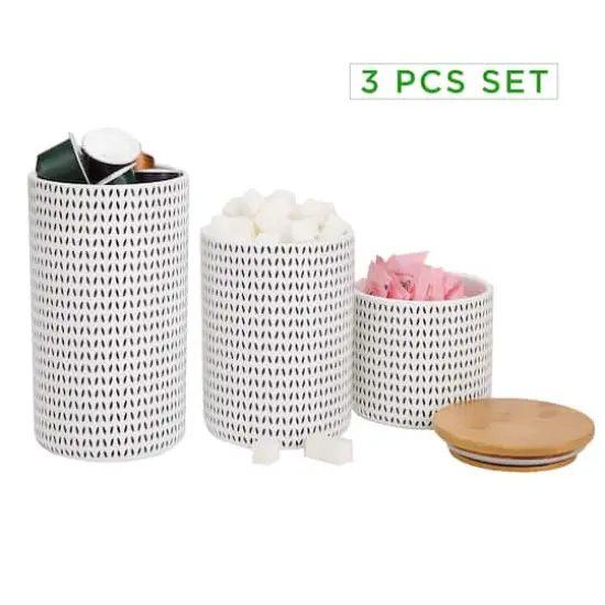 Mind Reader Blue Round Ceramic Canister Set with Lids, 3ct. {5}