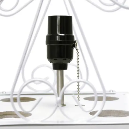 Simple Designs&trade; Floor Lamp Storage Shelf and Wine Rack with Linen Shade White {11}