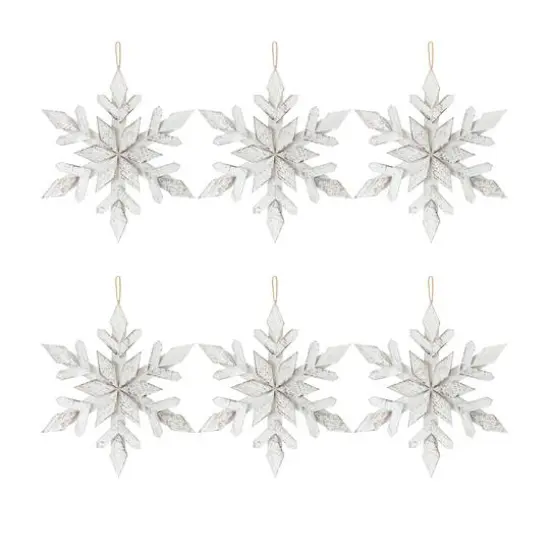 6 Pack 17.5" White Snowflake Ornaments {4}