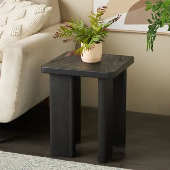 20" Black Handmade Side End Accent Table with Square Tabletop {3}