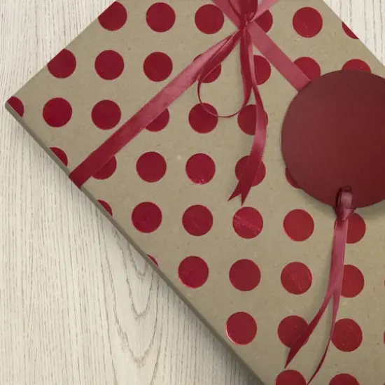 JAM Paper Red Foil Polka Dots Gift Wrap {5}