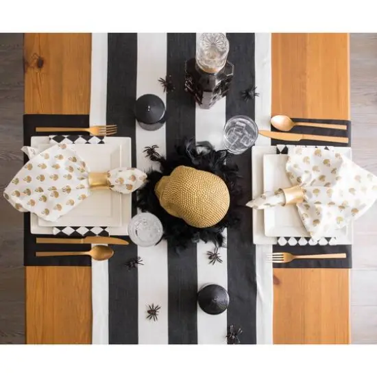 Black/White Dobby Stripe Table Runner 18" x 108" {4}