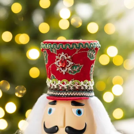 Glitzhome&reg; 20"H Faux Fur Christmas Nutcracker Figurine {5}