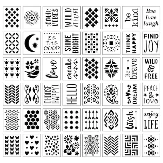 Patterns & Phrases Stencils by Craft Smart&reg;, 3.5" x 4.5" {1}
