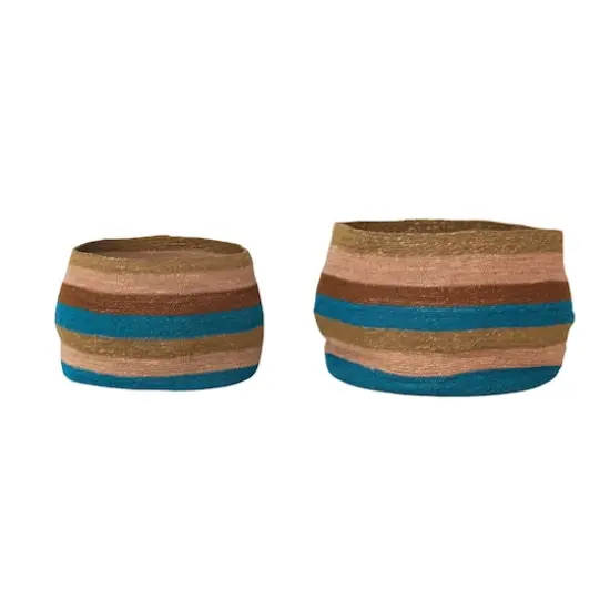 Hello Honey&reg; Multicolor Vibrant Striped Seagrass Basket Set {3}