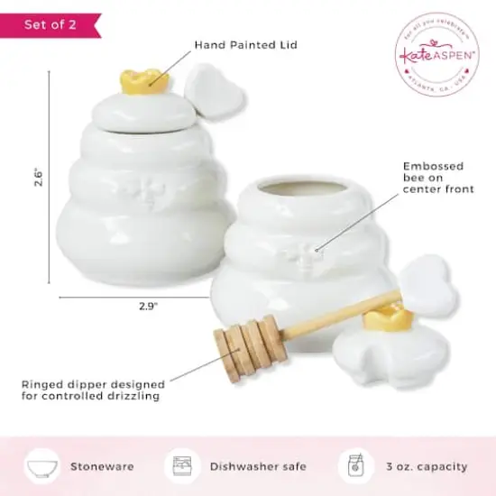 Kate Aspen&reg; Bee Hive Ceramic Mini Honey Jar & Dipper Set, 2ct. {7}