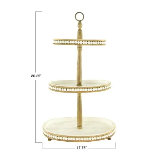 Hello Honey® 30.5" Decorative Oval 3-Tier Wood Tray with Handle {9}