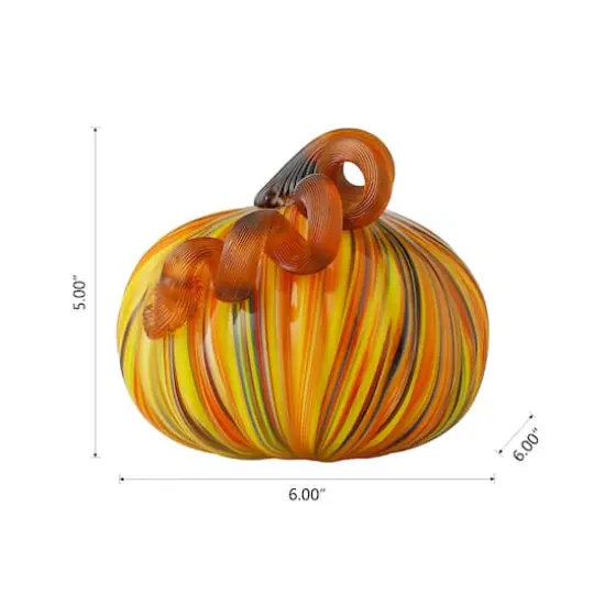 Glitzhome&reg; Short Glass Pumpkin, Multicolor Stripes {9}