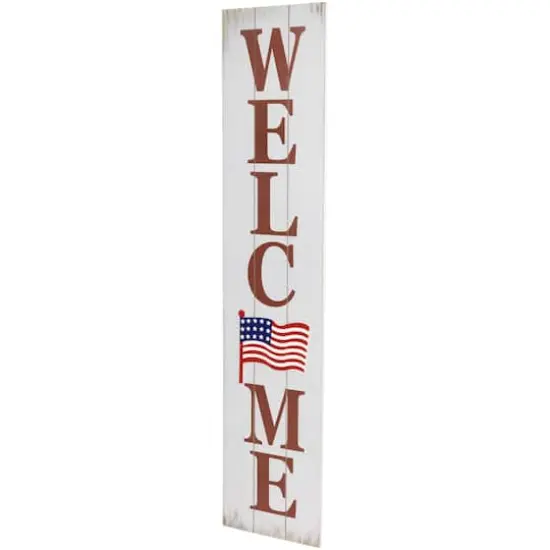36" Welcome USA Flag Americana Wooden Porch Board Sign Decoration {5}
