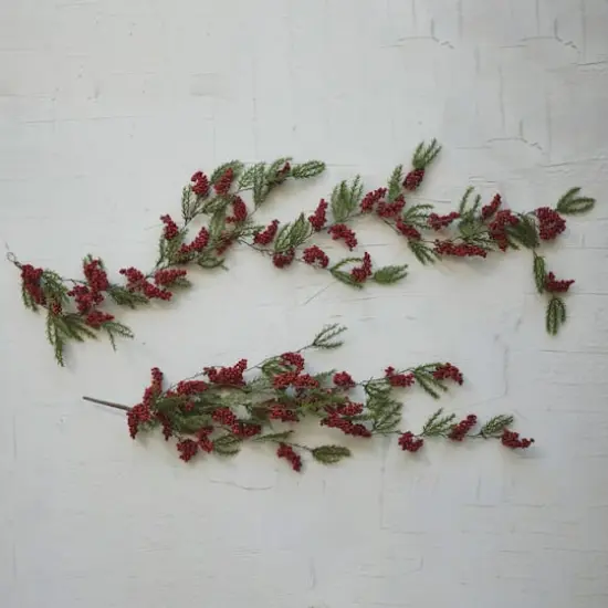 Hello Honey&reg; 43" Red & Green Faux Evergreen Hanging Plant with Berry Bunches {3}