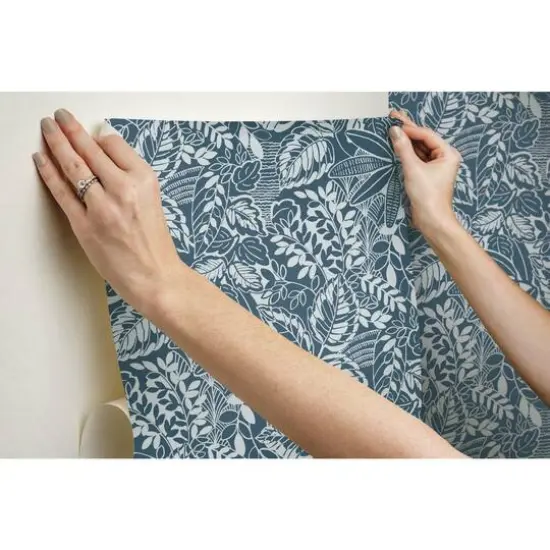 RoomMates Vintage Batik Jungle Peel & Stick Wallpaper Blue/White {10}