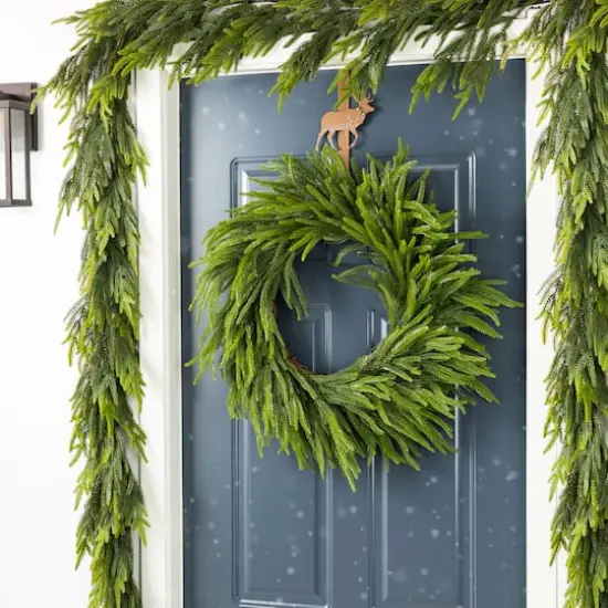 Glitzhome&reg; 9ft Christmas Greenery PE Garland {4}