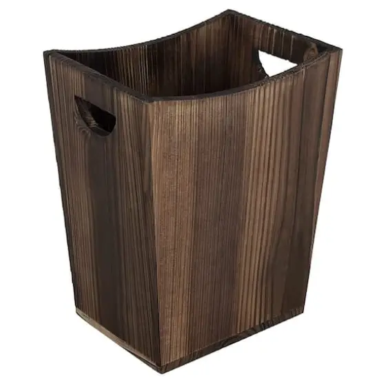 Rustic Farmhouse Style Wood Wastebasket Bin Brown {1}