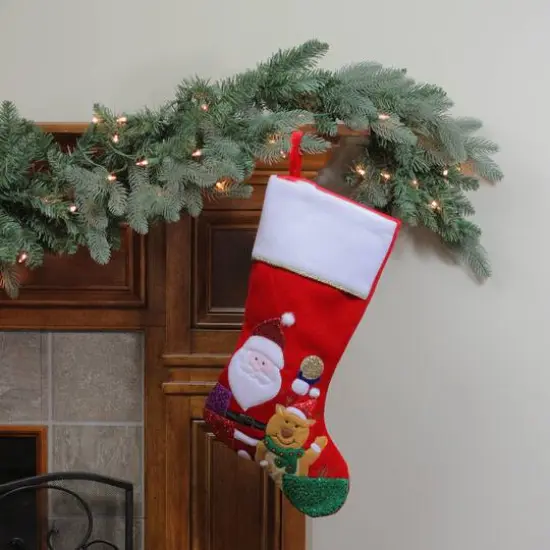 20.5" Santa Claus, Reindeer & Glitter Presents Christmas Stocking {4}