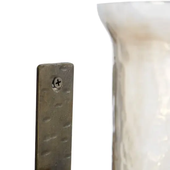 Bronze Iron and Glass Traditional Candle Wall Sconce, 17" x 7" x 9" {4}