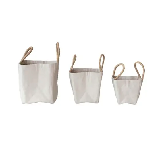 Hello Honey&reg; Natural Cotton Canvas Containers with Braided Raffia Handles, 3ct. {4}