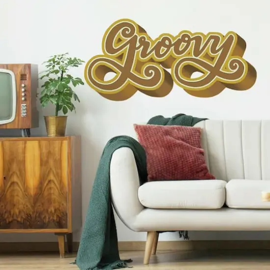 RoomMates Groovy Retro Peel & Stick Giant Wall Decal {1}