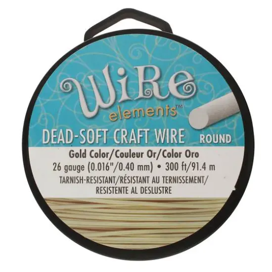 The Beadsmith&reg; Wire Elements&trade; 26 Gauge Tarnish Resistant Soft Temper Wire, 300ft. Gold {5}