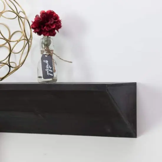 Large Black Wedge Wood Floating Wall Shelf {4}