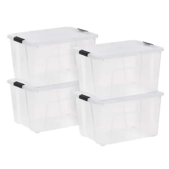 IRIS&reg; 60qt. Buckled Clear Boxes with Clear Buckle Lids, 4ct. {1}