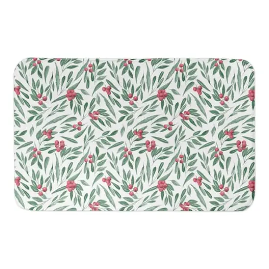 Designs Direct Green Leaves & Holly Berries Bath Mat, 34" x 21" {1}