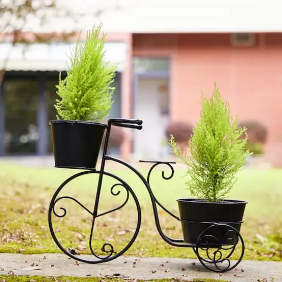 Glitzhome&reg; 20.75" Black Metal Bicycle Planter {6}