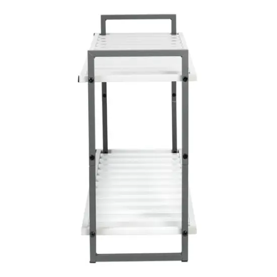 Honey Can Do Gray 2-Tier Tubular Shoe Rack {5}