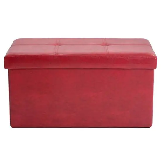 Simplify Faux Leather Double Folding Storage Ottoman Red {4}