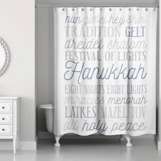 Hanukkah Words Shower Curtain {3}