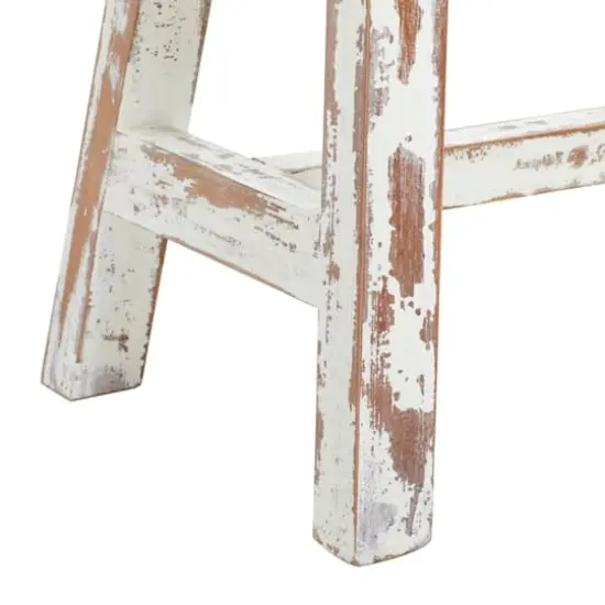 Brown & White Wood Farmhouse Bench {5}