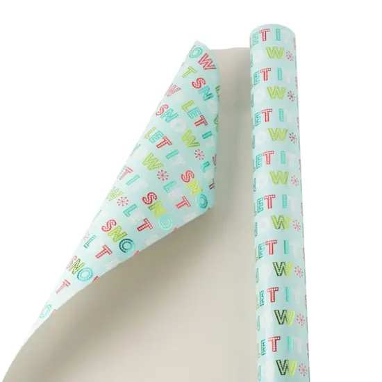 JAM Paper Light Blue Let it Snow Gift Wrap {4}