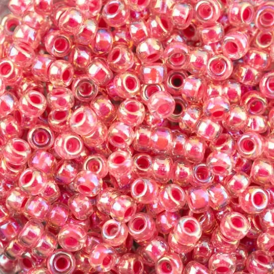 John Bead 8/0 Miyuki Glass Seed Beads, 12g Hot Pink Crystal AB {1}